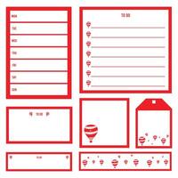 Set of memo pad, mini notepad, cute memo pad, stationery and digital sticker notes. vector