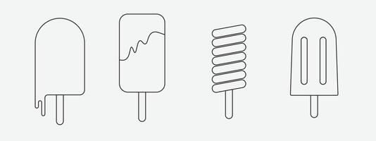 set of ice cream icons, outline vector. vector