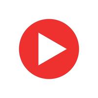 red play video or play media flat icon for apps and websites. vector