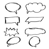 Speech Bubble doodle hand drawnset. Talk bubble. Cloud speech bubbles collection. Vector