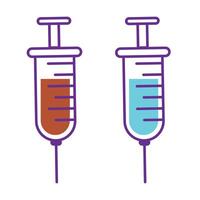 Vaccine and syringe elements. Injection vaccination icon, vector illustration