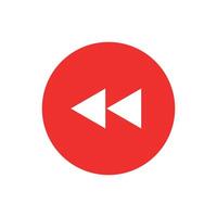backward red button, vector isolated on white.