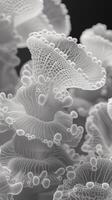 AI generated Macro Shot of a Jellyfish's Epidermis. Gray Hues, Graceful Undulations. Earth Day. AI Generated photo