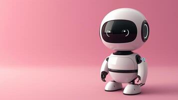 AI generated 3D Chatbot GPT Mascot. Futuristic Technology Pink Banner with Robot and copy space. AI Generated photo