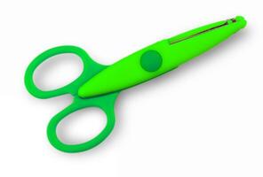 Colored baby scissors cut out on a white background with clipping path photo