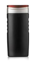 Black shower gel bottle isolated on white background with clipping path photo