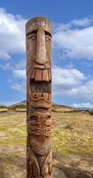 Wooden Gamuls on Vilyuchinsky pass near Vilyuchik volcano, Kamchatka Peninsula, Russia. photo