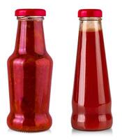 Set of Bottles of Ketchup isolated on white background with clipping path photo