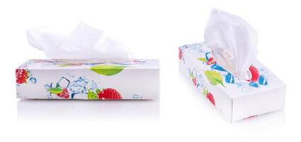 set of Tissue boxes of the flower isolated on white background photo