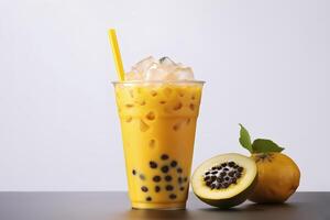 AI generated Refreshing bubble tea with tapioca pearls. AI generated photo