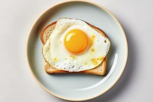 AI generated Plate With Bread and fried Egg. AI generated photo