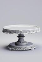 AI generated Retro cake plate on gray background. Generative AI photo