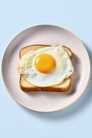AI generated Plate With Bread and fried Egg. AI generated photo