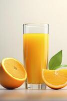 AI generated Glass of Orange Juice With Orange Slice. Generative AI photo