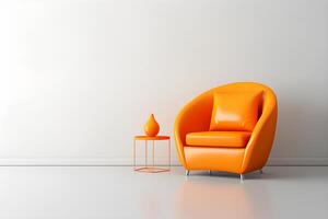 AI generated Orange Chair Next to Small Table. Generative AI photo