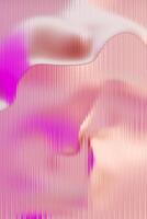 Dynamic glossy Shapes behind Fluted Glass Pink Background. 3d rendering photo