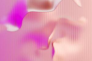Dynamic glossy Shapes behind Fluted Glass Pink Background. 3d rendering photo