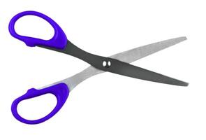 Close up of Blue Scissors isolated on a white background photo