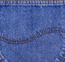 Surface of back pocket of jeans as background. Selective focus photo