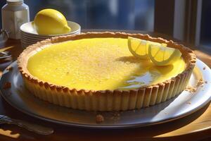 AI generated Lemon Tart With Slice of Lemon. AI generated photo