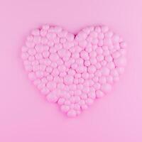 Heart Made of balls on Pink Background. 3d rendering photo