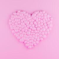 Heart Made of balls on Pink Background. 3d rendering photo