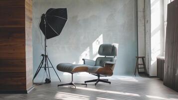 AI generated Modern chair standing in a studio photo