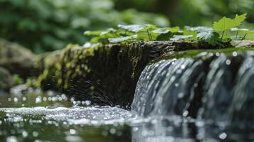 AI generated Macro shot of a waterfall photo