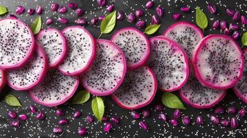 AI generated Vibrant Delight, Healthy Pitaya Slice, Ready to Enjoy photo