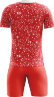 a red and white soccer uniform with a white pattern back view png