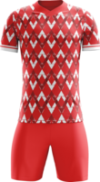 a soccer uniform with a red and white pattern front view png