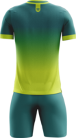 a soccer jersey with green and yellow stripes back view png