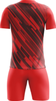 a soccer jersey with red and black stripes back view png