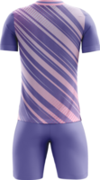 a purple soccer uniform with pink stripes view back png