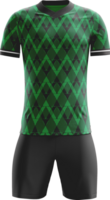uma futebol uniforme com verde e Preto padrões png