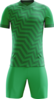 a green soccer uniform on a transparent background front view png