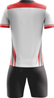 a soccer jersey with red and white stripes back view png