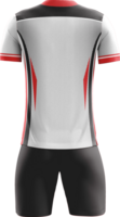 a soccer jersey with red and white stripes back view png