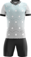 a soccer uniform with a white and blue pattern front view png