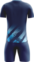a soccer uniform with blue and black stripes back view png