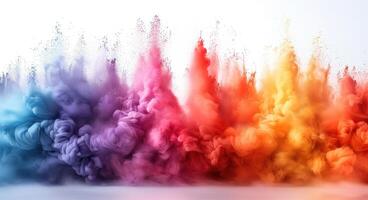 ai generado color explosión vistoso arco iris polvo vuelo explosión foto