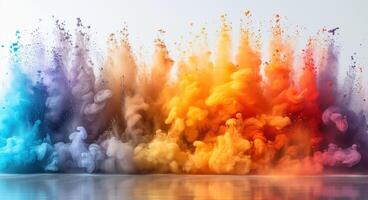 AI generated Color explosion colorful rainbow powder flight explosion photo