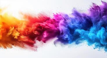 ai generado color explosión vistoso arco iris polvo vuelo explosión foto