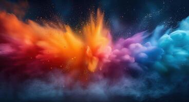 AI generated Color explosion colorful rainbow powder flight explosion photo