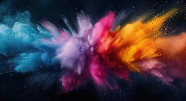 AI generated Color explosion colorful rainbow powder flight explosion photo