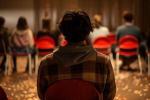 AI generated People sitting in chairs with therapists, in the style of loose gestures photo