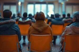 AI generated People sitting in chairs with therapists, in the style of loose gestures photo