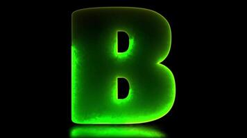 lowing looping letter B alphabet neon effect, black background video