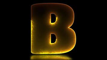lowing looping letter B alphabet neon effect, black background video