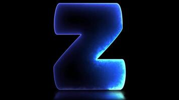 lowing looping letter Z alphabet neon effect, black background video